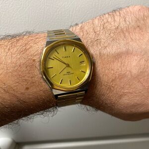 SALE Vintage 1982 Timex Marlin Calendar Two Tone Stainless Steel Men’s Watch